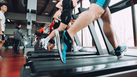 running on a treadmill