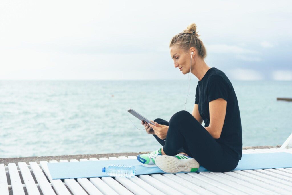 woman on ipad