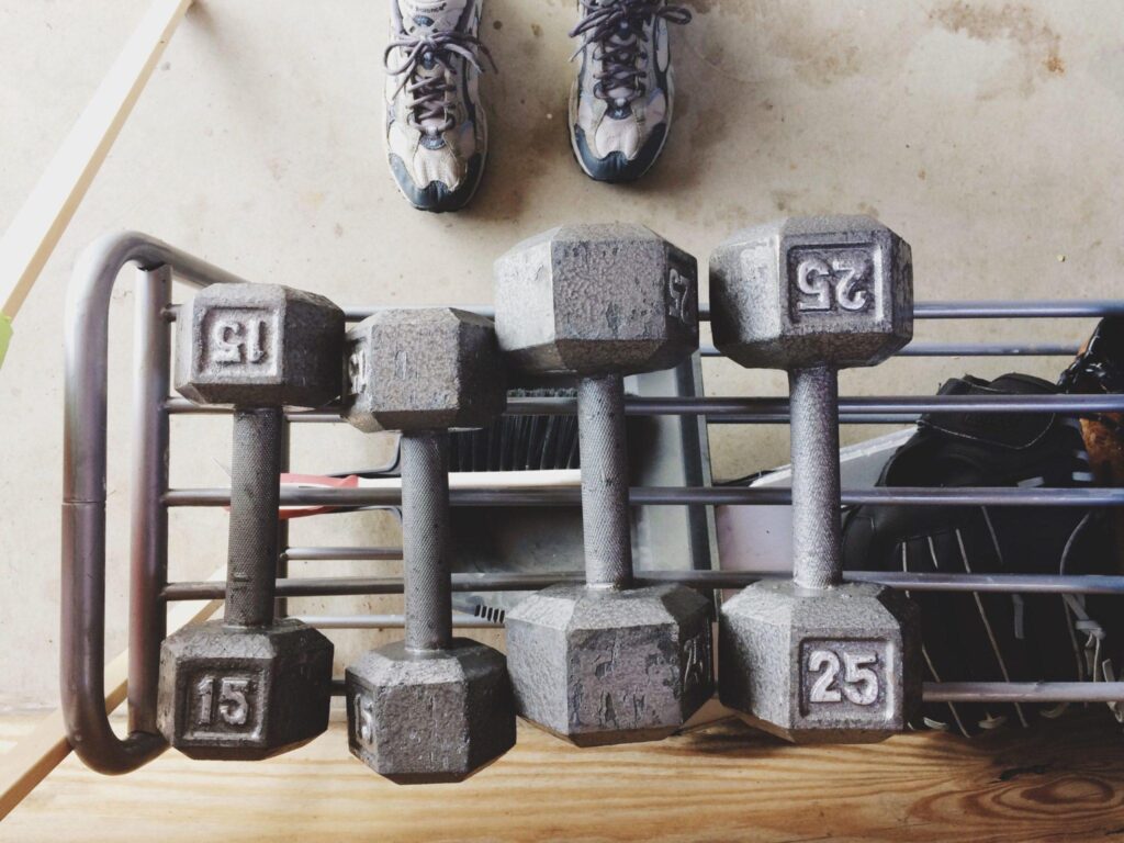 a row of weights