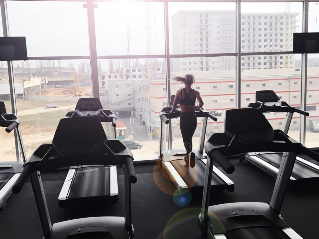 person running on a treadmill