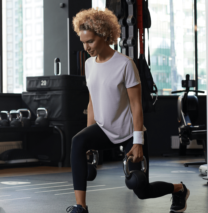 woman with kettlebell