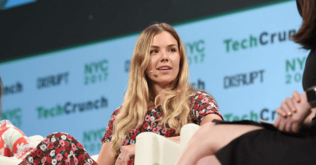 Tyler in a floral dress at a TechCrunch conference 