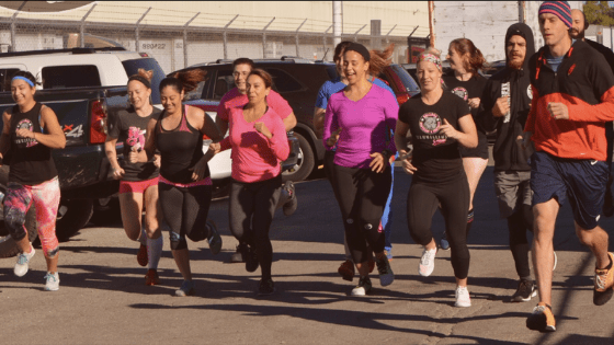 group of people running