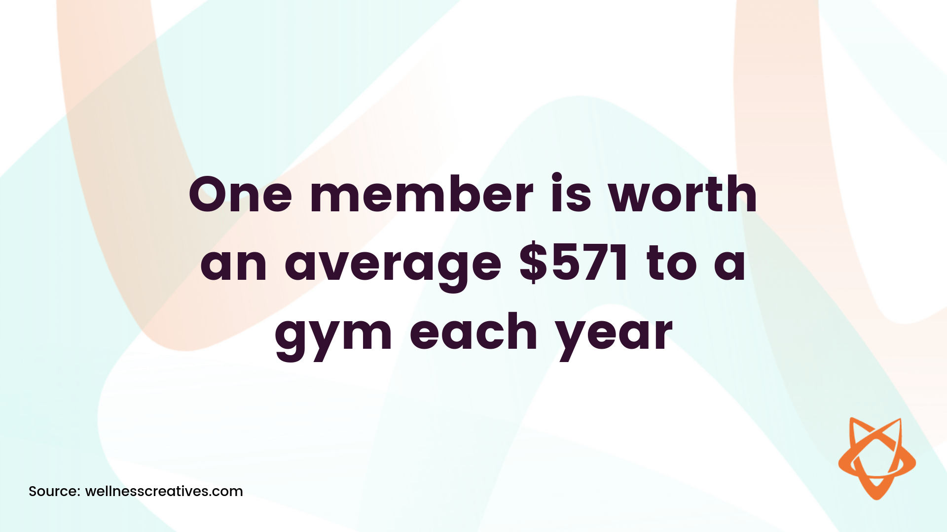 stat showing that one member is worth an average $571 to a gym each year