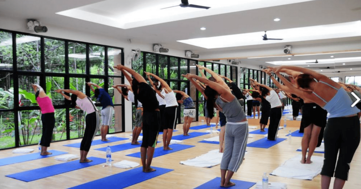 yoga class in a fitness retreat