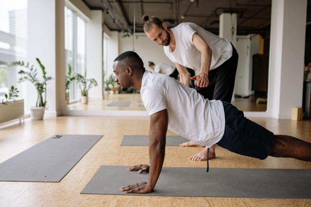 men in yoga studio