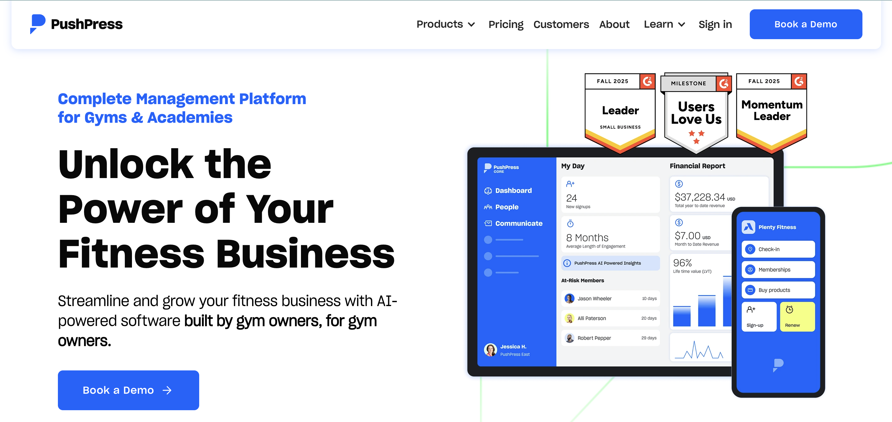 PushPress homepage banner