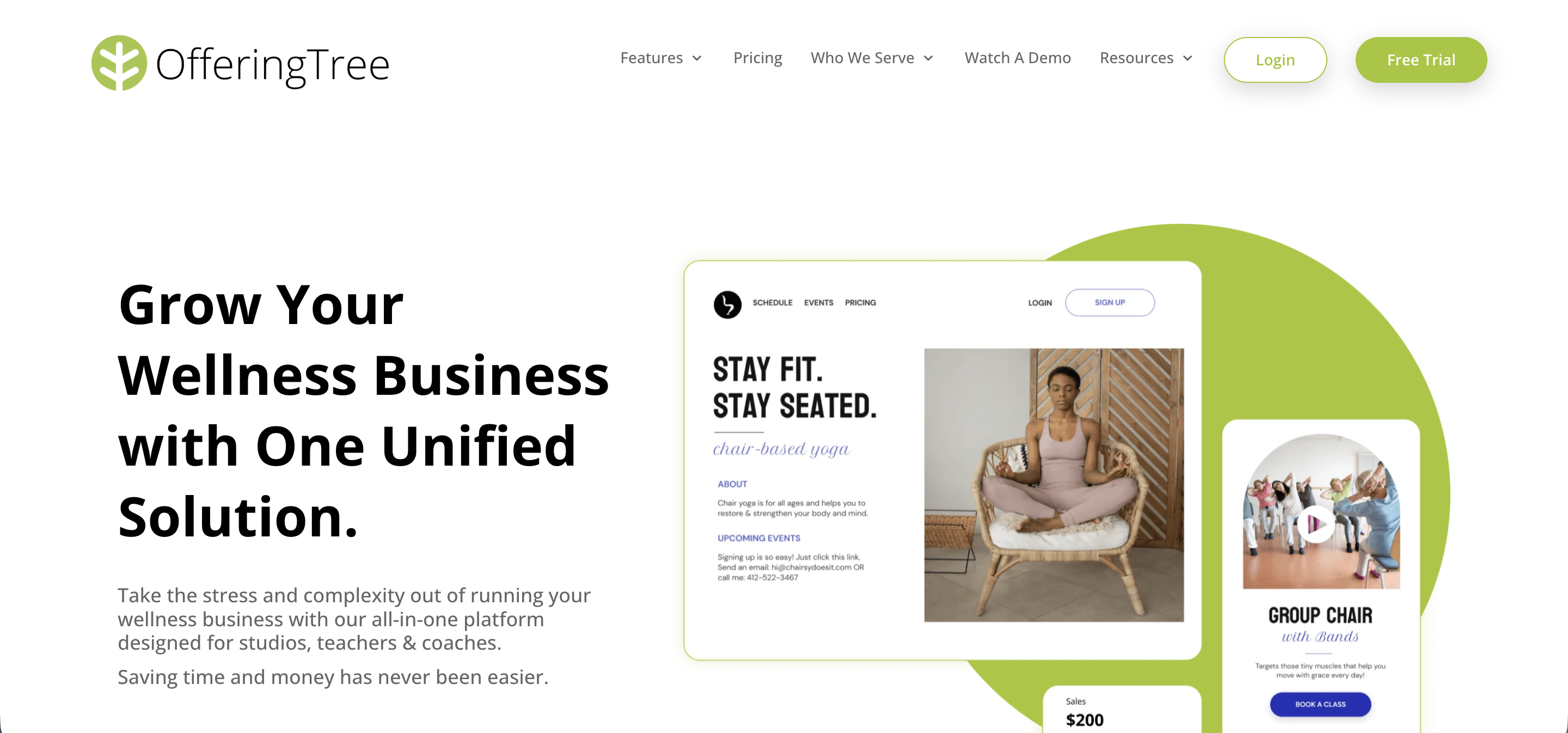 OfferingTree yoga studio software homepage
