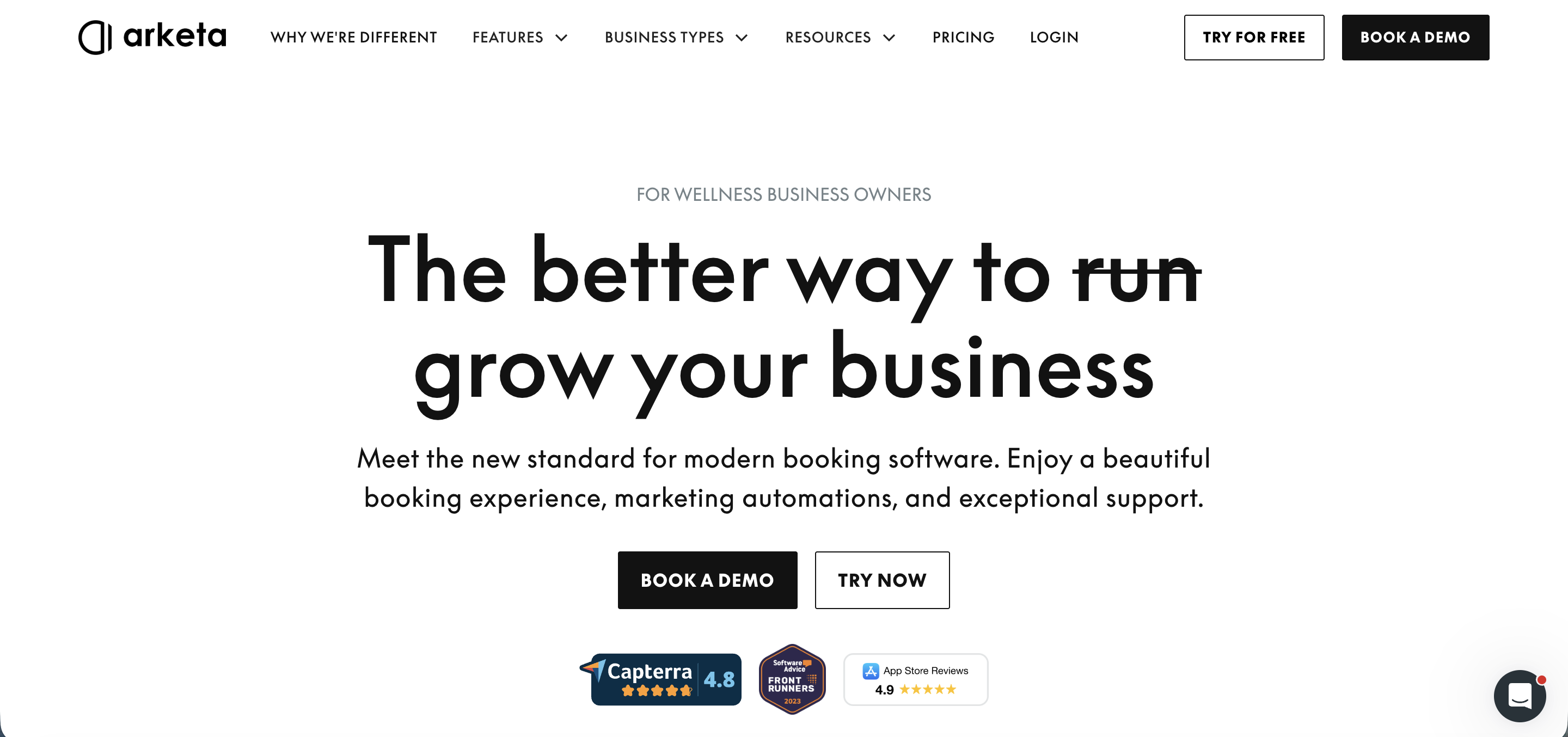 Arketa yoga studio software homepage banner