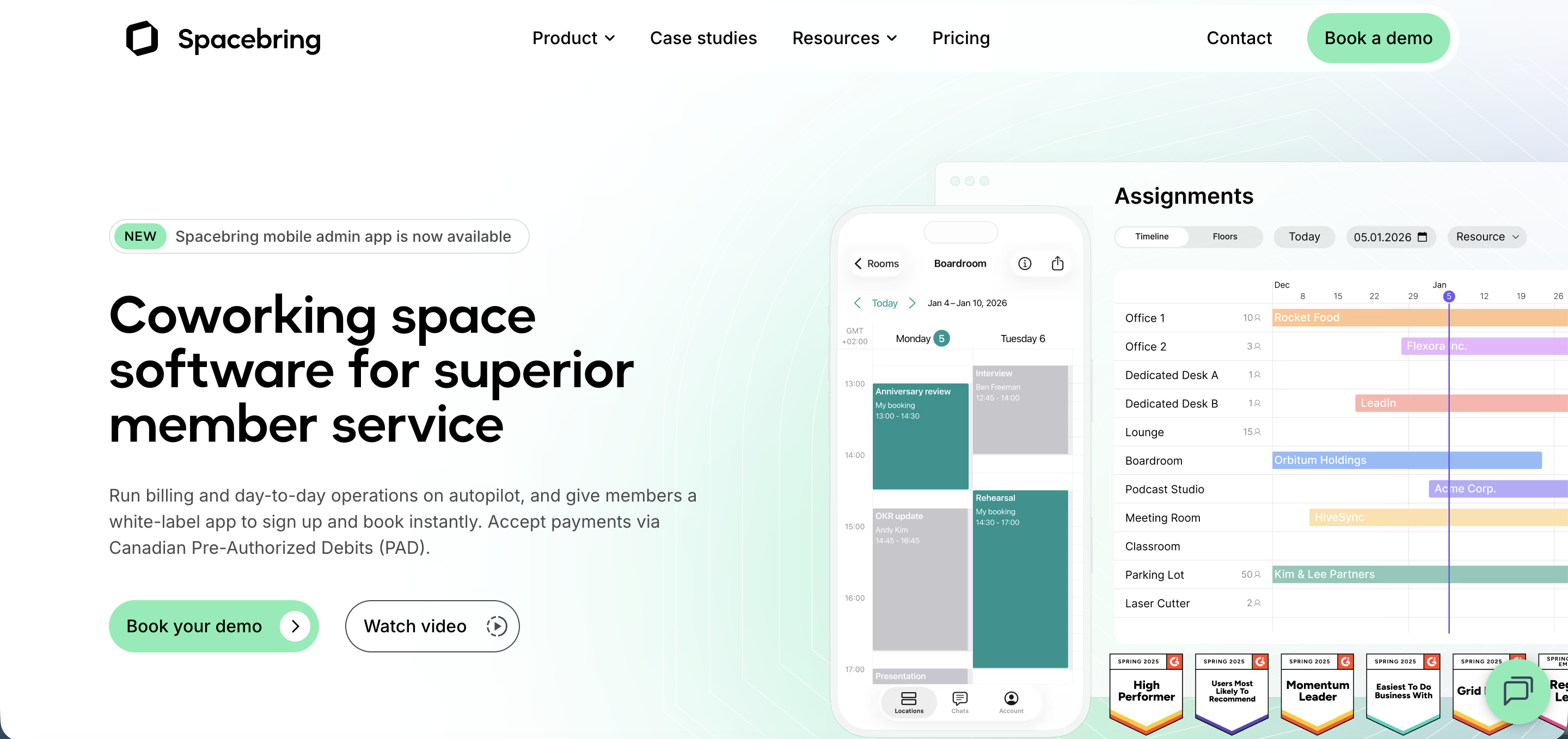 Spacebring yoga studio softare homepage banner